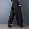 Plus size Black Vintage high Waist Casual loose Spring autumn wide leg Pants Women Trousers