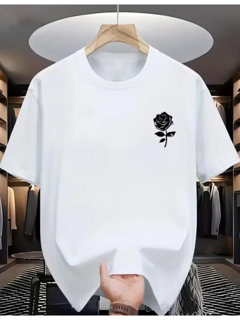 

Black Rose Print Unisex T-shirt Gothic Floral Graphic Tee Casual Top Aesthetic T 5XL різнокольоровий