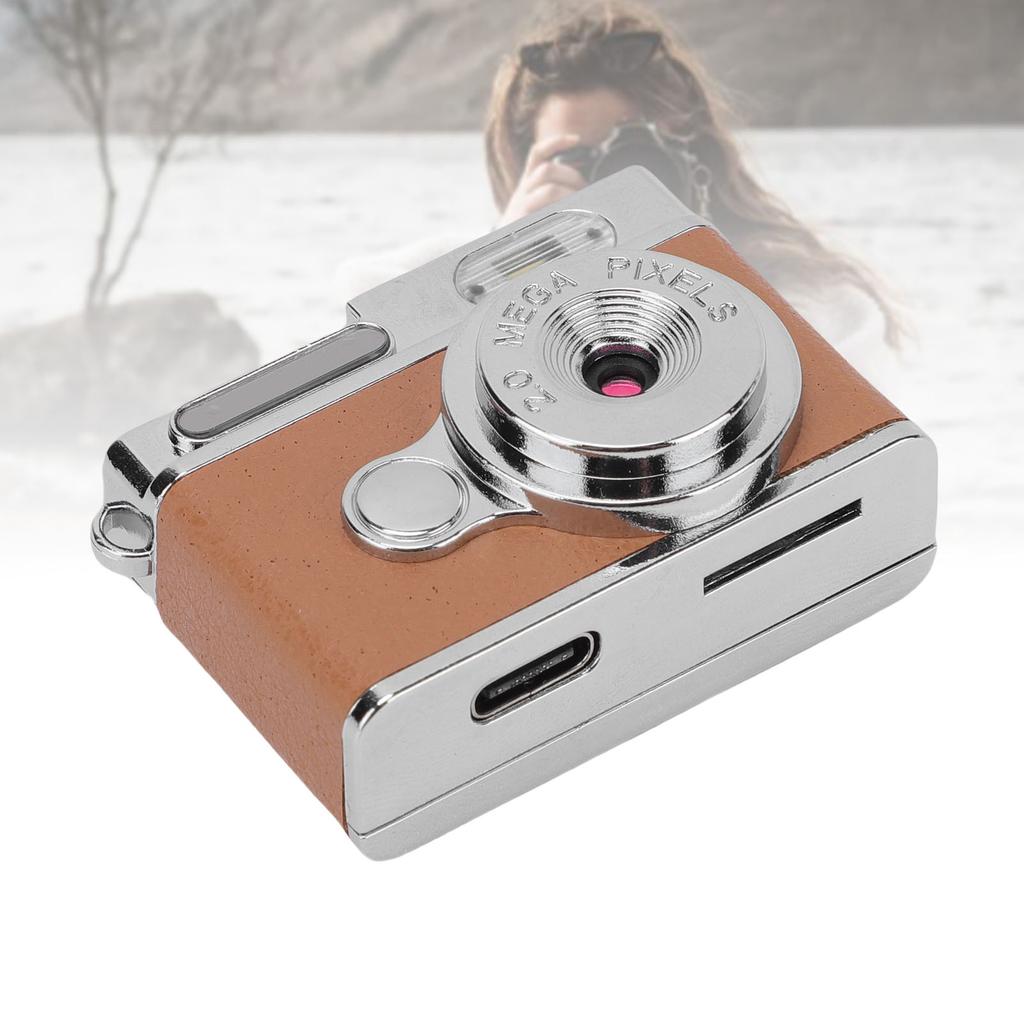 Keychain Camera 1080P Wide Angle Lens Type C Vintage Compact Camera with Color Screen for Campus Life Records Festival Celebrations