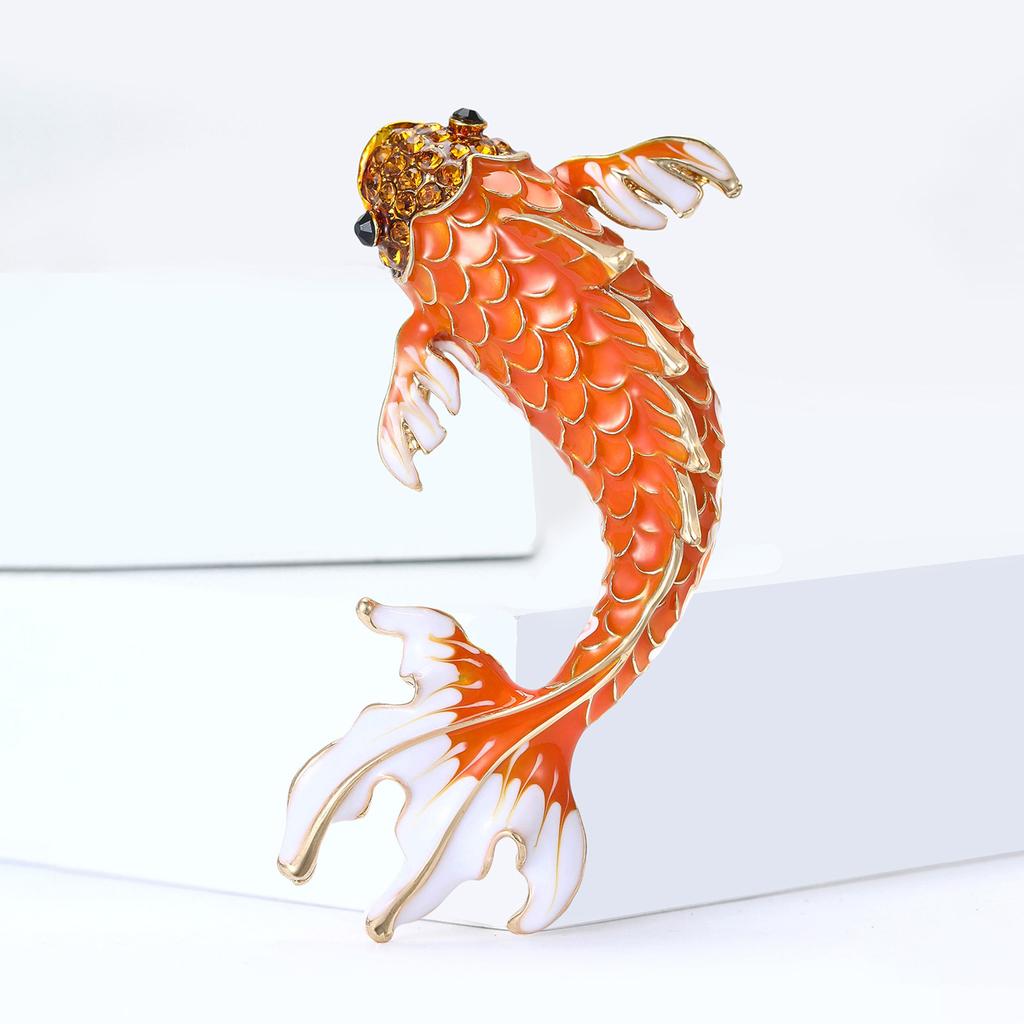 Enamel Carp Brooch for Women Unisex Animal Lapel Pins Party Friend Accessories Gifts
