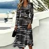 Women's Striped Casual Fashion Long-Sleeved Padded V-Neck Dress