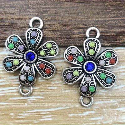 Handicrafts Silver Flower Connectors DIY Zinc Alloy Pendants Bracelets and Jewelry Craft Accessories