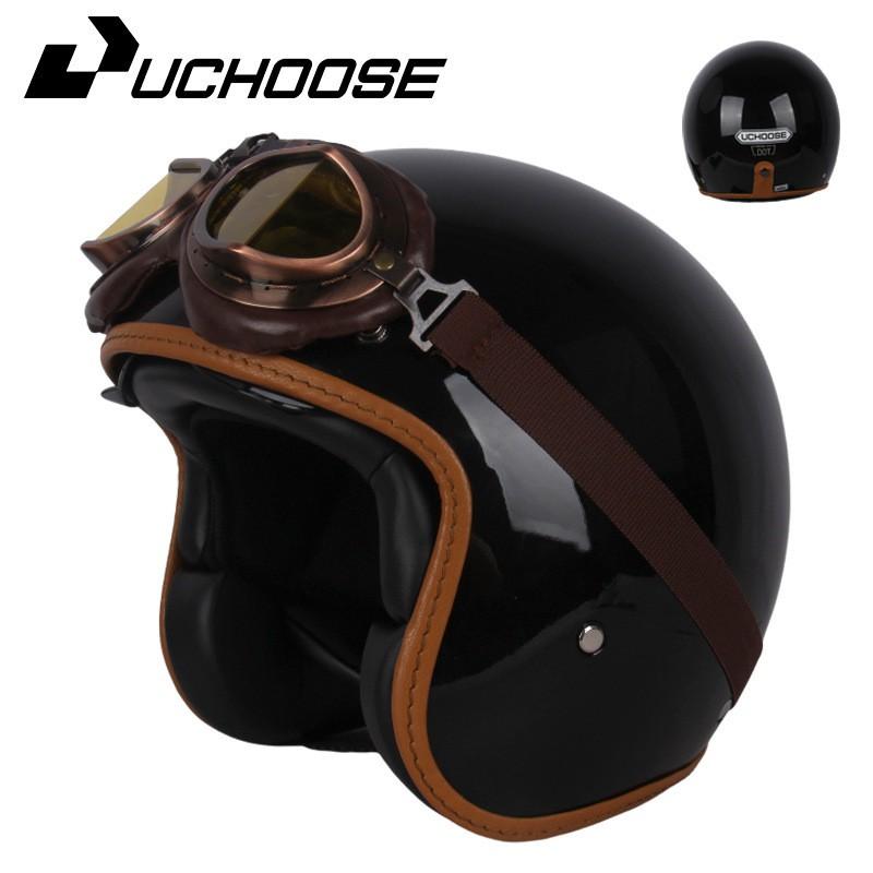 Vintage-Style Half Helmet Adults Unisex Motorcycle Scooter Riding DOT Certified ABS Safety