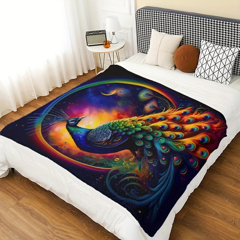 1pc New Global Feather Peacock Series Blanket; Ultra-Soft And Comfortable Nap Shawl Blanket; Suitable for Various Holiday Commemorative Gift
