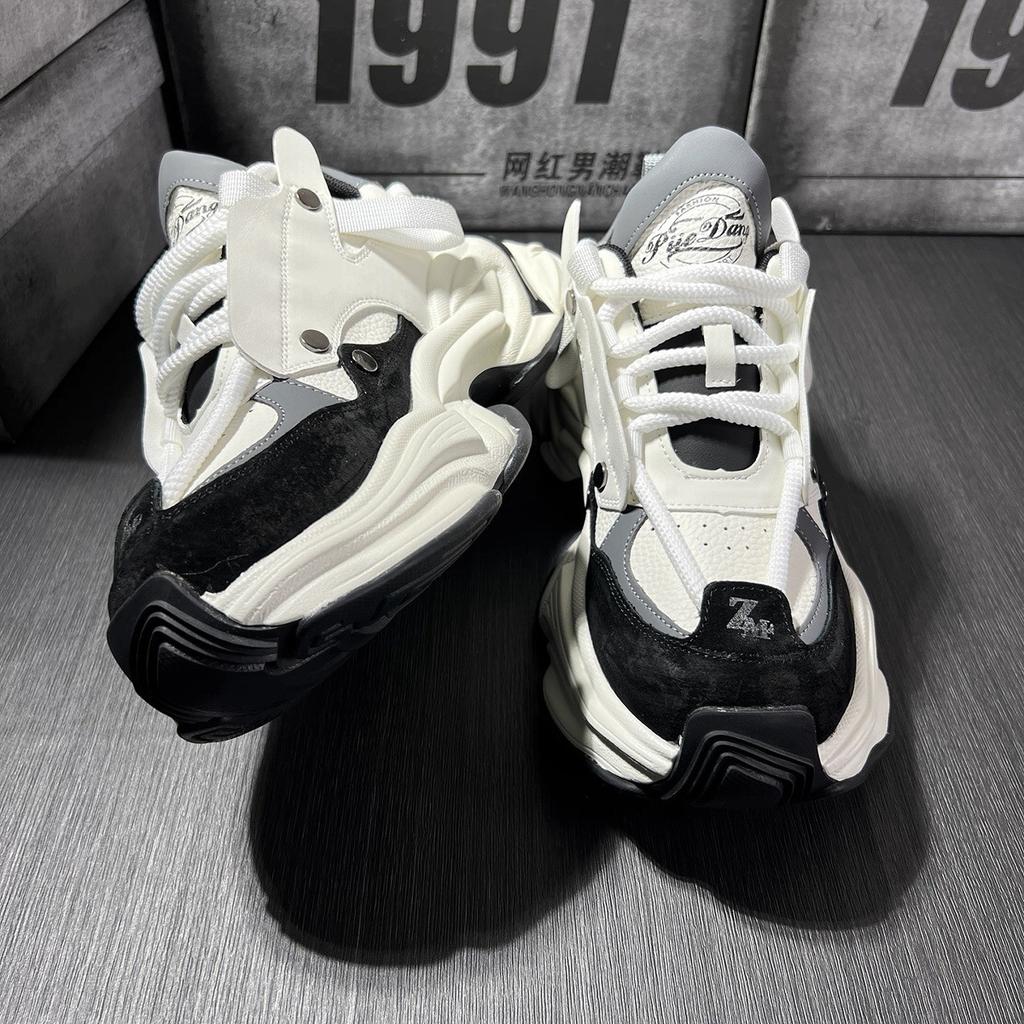 Hong Kong style shoes, new winter high-end casual sports shoes, thick-soled heightening dad shoes