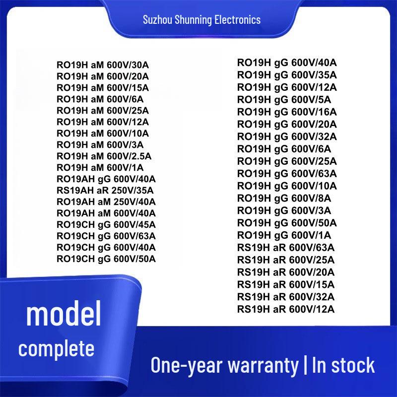 RO19H gG 600V Fuses: Available in 2A, 4A, 15A, and 30A - All New Original Models.