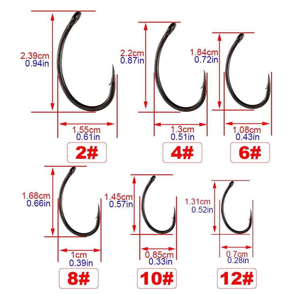 Hirisi 50/100pcs PTFE Coating Carp Fishing Hooks Steel Barbed Hooks In Box 8011 Fishing Accessories