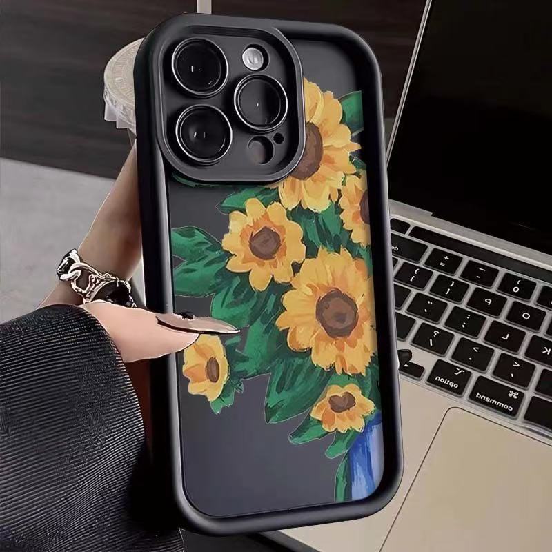 Sunflower for iphone16pro mobile phone case Apple 15 women 14 Japan and Korea 13promax new 12 oil paintings x