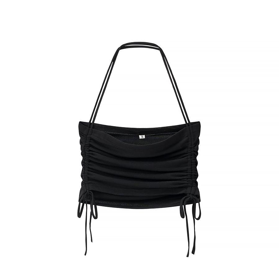 

Шикарная майка-камезоль на шнурке для горячей девушки с нагрудными вкладышами - Стильное женское нижнее белье и верхняя одежда Small чёрный