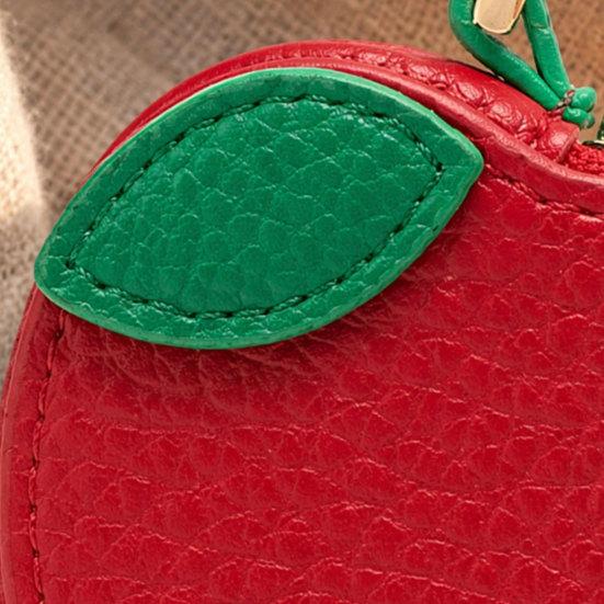 Faux Leather Coin Wallet, Fruity Pattern Mini Wallet, Portable Headphone Case Pouch, Bag Keychain Pendant Gift Accessory