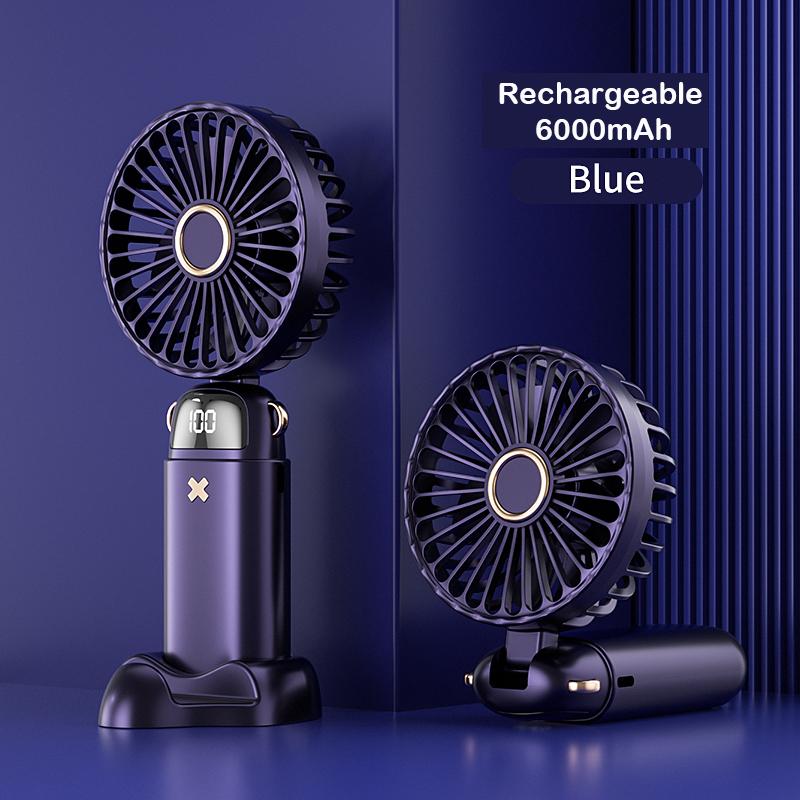 Portable Electric Fan USB Rechargeable 5 Speeds Mini Handheld Fan Quiet Super Strong Wind Outdoor Hanging Neck Mini Summer Sport