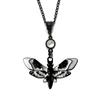 Gothic Black Death Head Moth Insect Enamel Pendant Necklace for Women Men Halloween Collar Chain Grunge Aesthetic Jewelry Gift