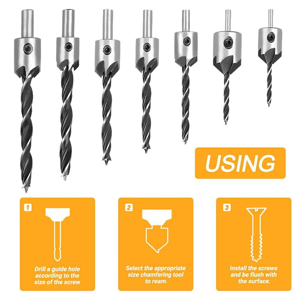 26pcs Woodworking Chamfer Drilling Tools Kit High-speed Steel Multiple Sizes Drill Bit For Wood Metal Plastic