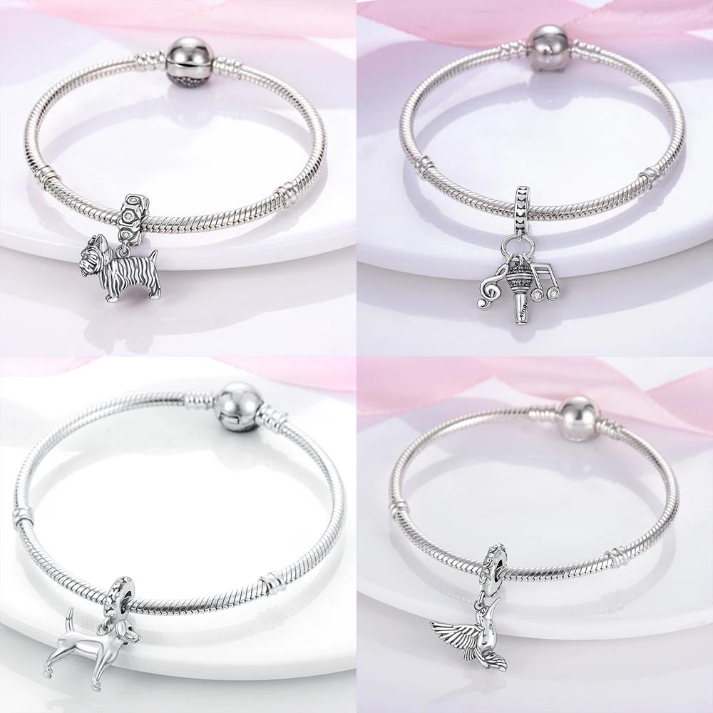 Original Inlaid Zircon Charm Beadscopper Color Love Heart Snake Dangle Bead Fit Bangle Bracelet Pendant Jewelry Fine Gift