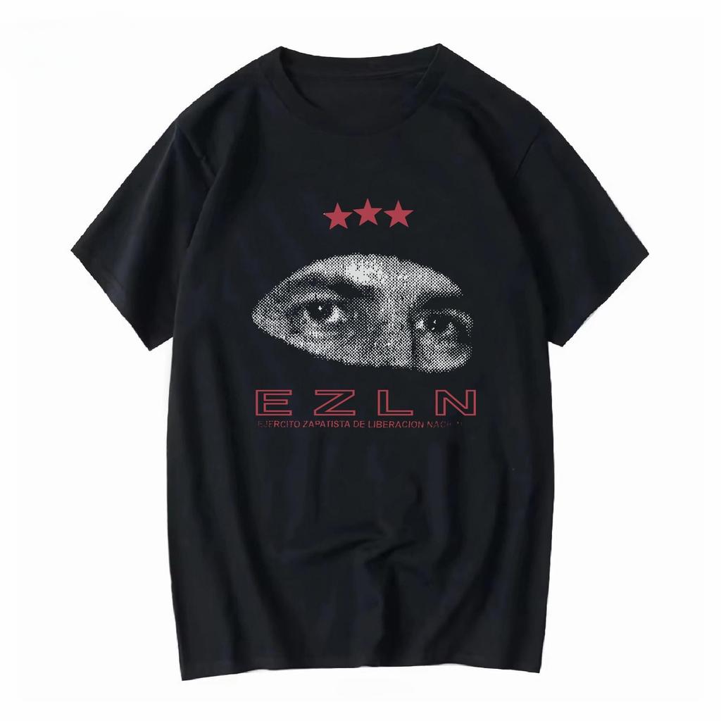A New Rare "EZLN Mosaic Pastalian Folk Song" Mexican Non-Latino Commander Marcos Emiliano Zapata Printed T-shirt Streetwear -...