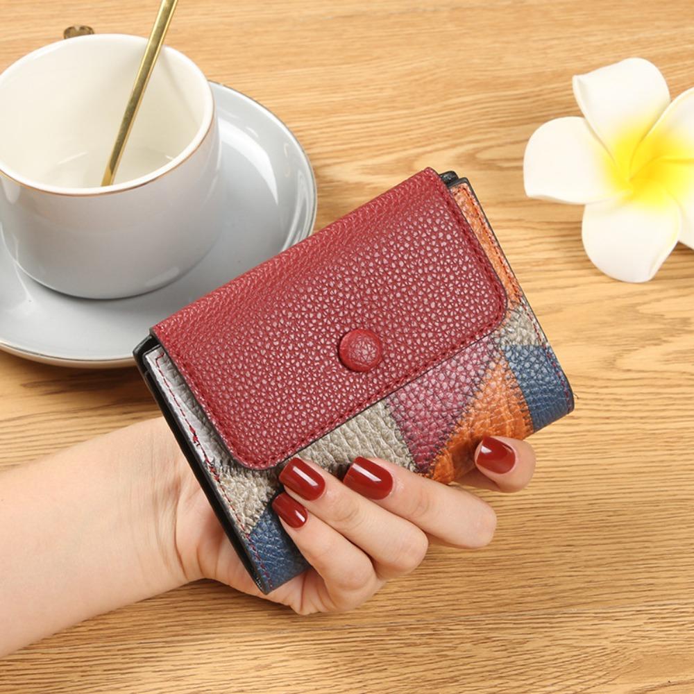 New PU Leather Short Wallet Small Zipper Card Holder Money Bag Women