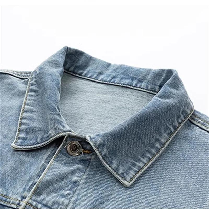 Spring Autumn Men's Denim Jacket Vintage Loose Turn Down Collar Jean Outwear Coat Men Fashion Couple Streetwear Denim Jacket