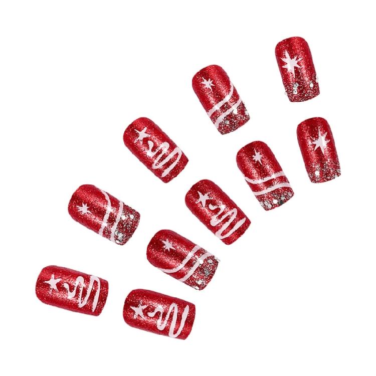 Elegant Glossy Christmas Stick on Nails Acrylic Full Cover Press on Nails for Women Manicure Nail Art 24PCS