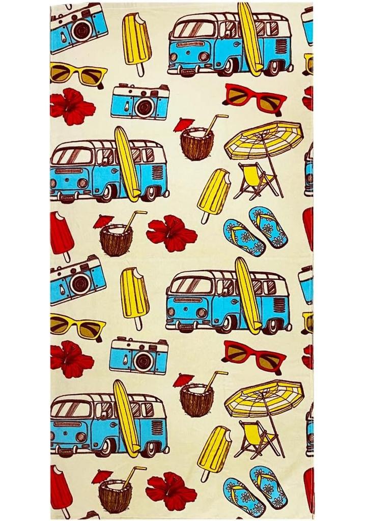 Beach Towel for Kids Velour Terry Blanket Throw for Swimming Bath Travel Camping and Picnic, Flamingo Lobster Octopus.