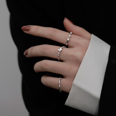 Wickelkreuz Schmetterlingsring Weibliches Nischendesign Trendy Kalter Wind Persönlichkeit Liebesform Offener Zeigefingerring