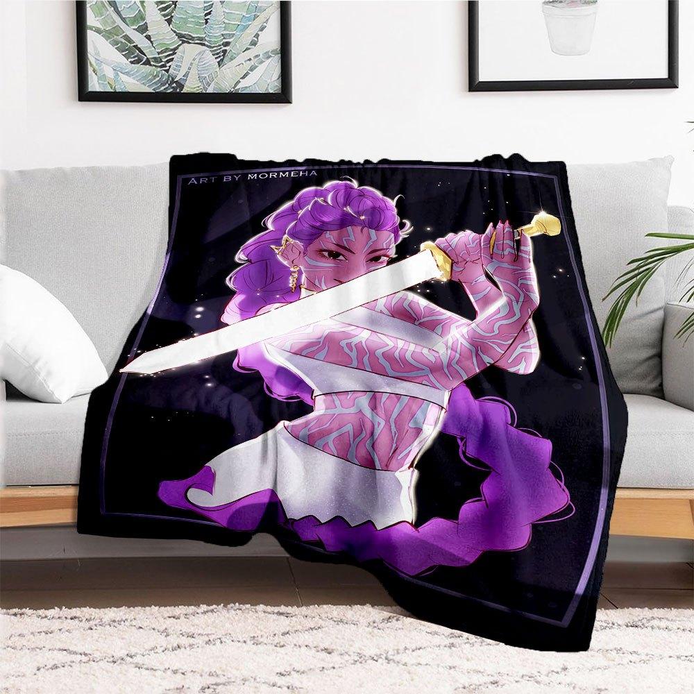 "Vivid Purple Fantasy Warrior Art Print - Limited Edition"Blanket Lightweight Flannel Throw Blanket for Sofa, Bed, Travel, Camping, Livingro