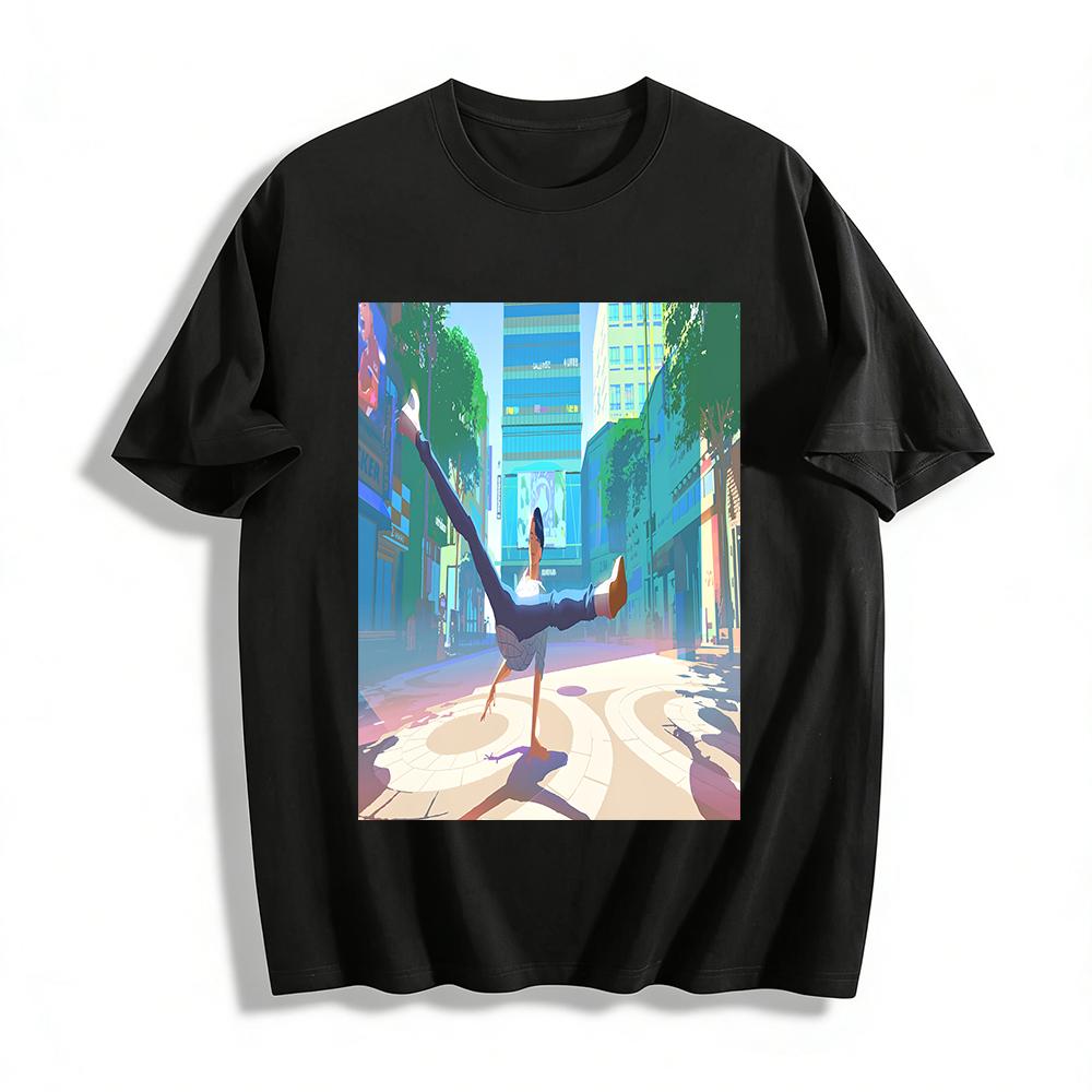 

Street Dance Boy Print Short Sleeve T-Shirt Unisex Loose Casual Urban Style Culture Top Pure cotton T-shirt XXS