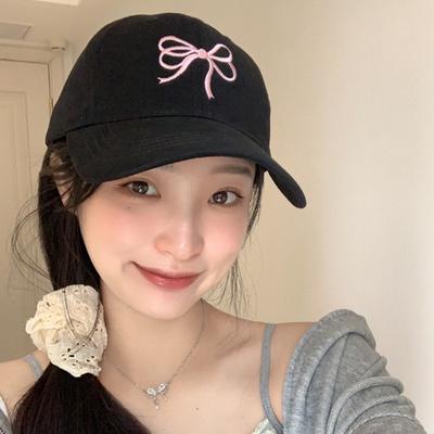 RICYGVM Bow Embroidery WoUnisex Baseball Hat Korean Girl Duckbill Cap Outdoor Sun Protection Visors Solid Color Duck Tongue Cap