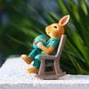Easter Bunny Statue Resin Figurine Handmade With Egg In Rocking Chair Figurine Ornaments For Garden Home Decor