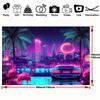 One Piece, Neon Retro Miami 80s Summer Disco Tropical Theme Background, Polyester, Suitable for Weddings