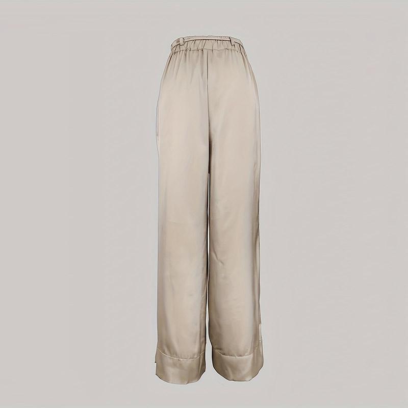 Completo Pantaloni da Donna Colore Unico Mezzo Collo Monospalla Senza Maniche Camicie Allacciatura Pantaloni Gamba Larga Donna 2025 Estate Nuovi Abbigliamento da Strada Donna