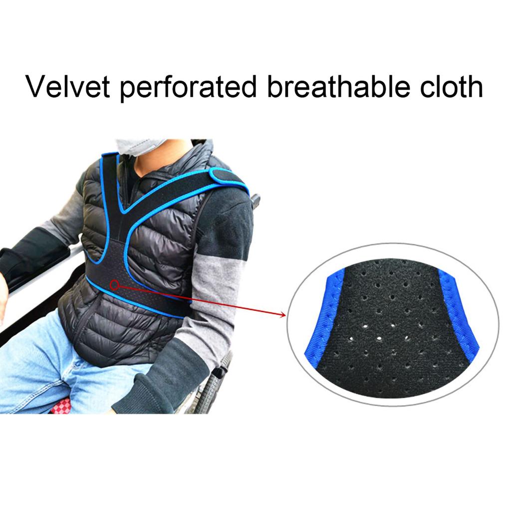 Wheelchair Belt Anti Slip Elastic Breathable Wheelchair Fixing Belt Harness Strap(Black )