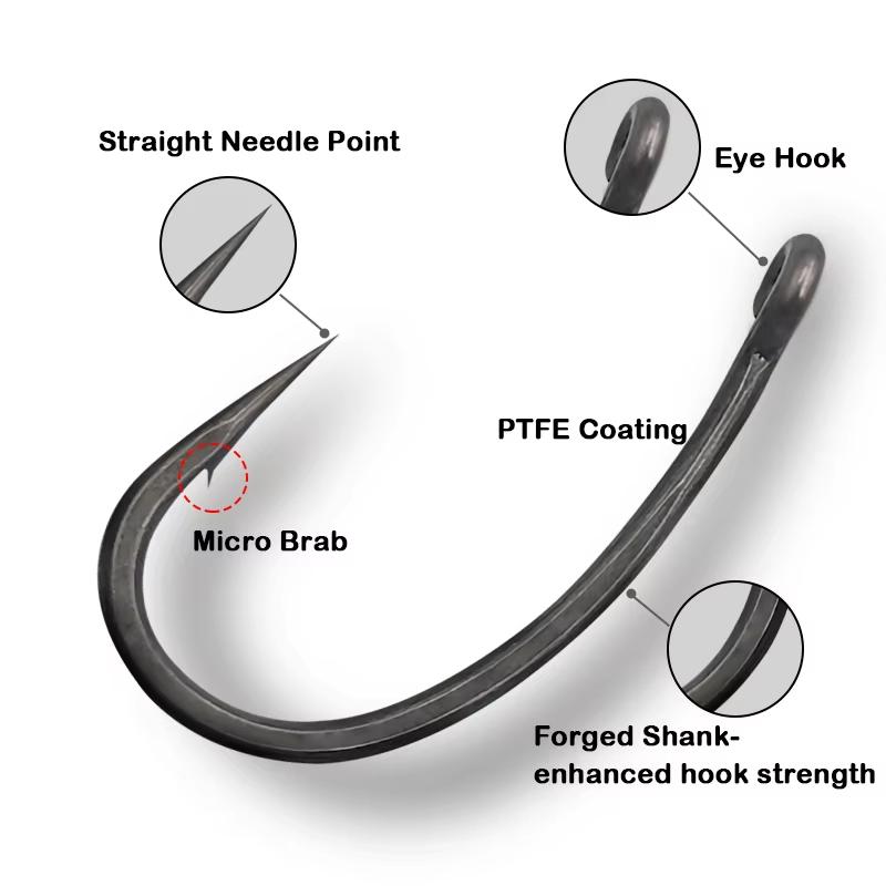 3pcs/pack Carp Fishing Rig Slip D Rig Hair Rig With Quick Change Swivel Curve Shank Hook Size 2/4/6 PTFE Coating High Carbon Steel