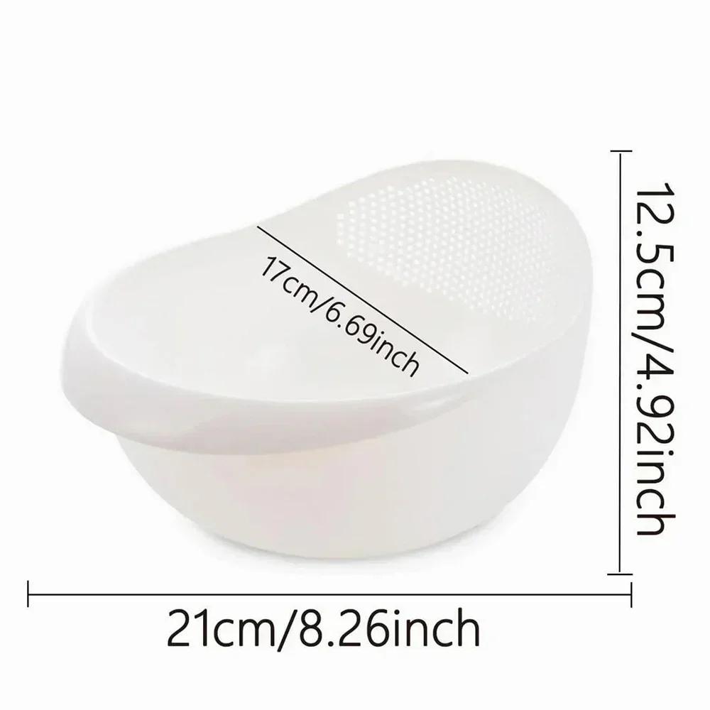 Vegetable and Fruit Washing Bowl with 2-In-1 Rice Strainer and Beans Washer - Kitchen Colander for Cleaning and Draining Food