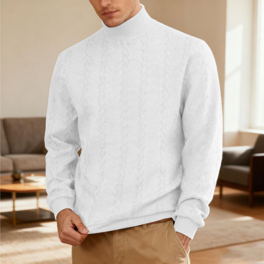 New Arrival Plus Size Men's High-Neck Sweatshirt Heavyweight Textured Jacquard Casual Thermal Sweatshirt