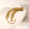 Punk Mesh Strap Chain Bracelet for Women,Stainless Steel Adjustable Chain Bracelets,18K Gold Plated Accessory Gift