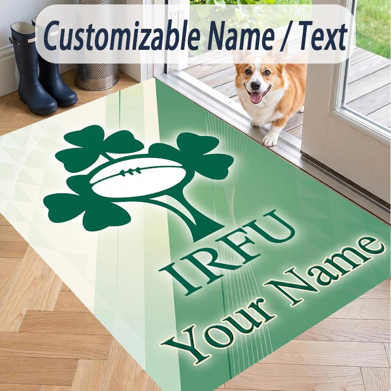 Custom Text Printed Rug Ireland Rugby Non Slip Floor Carpet For Home Room Decor