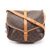 Used Saumur 35 Monogram Shoulder Bag M42254 Monogram PVC Coated Canvas Leather Brown Used Women