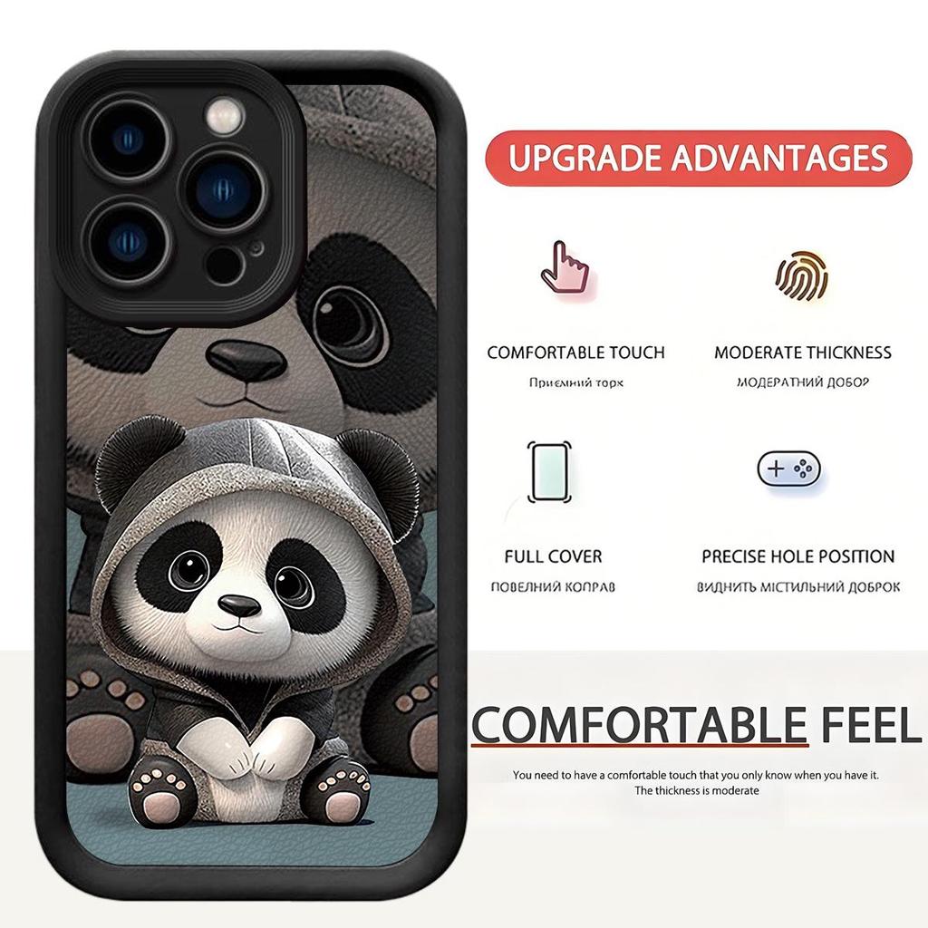 Panda Baby Black Groove Sandpaper Phone Case for iPhone 15/16/17 Pro Max