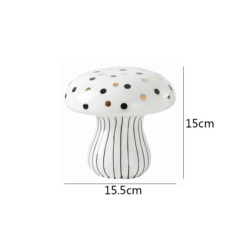 Modern Hand Painted Ceramic Round Dot Mushroom Statue Creative Abstract Crafts Sculpture Desktop Figurines Home Decor Ornaments
