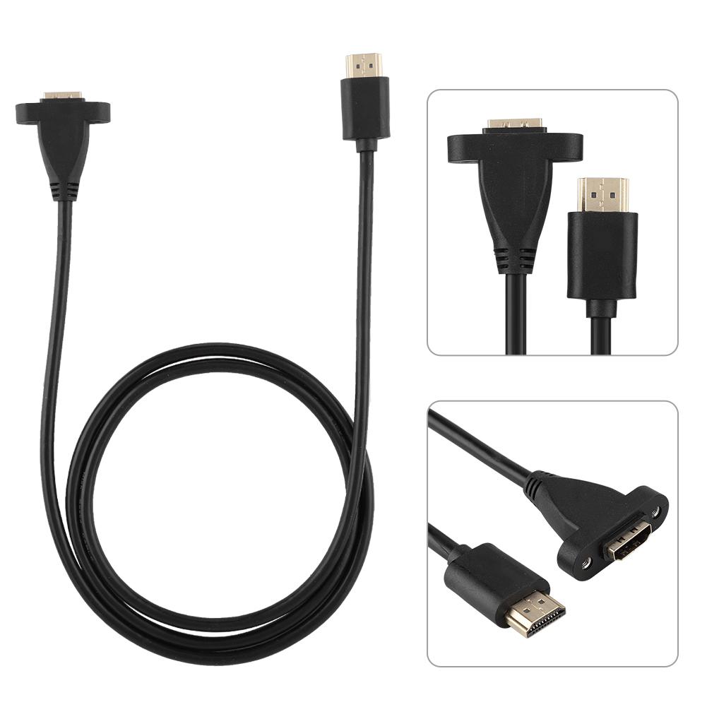 HDMI Male To Female High Speed Screw Panel Mount Extension Cable with Fixing Hole(1.2M)