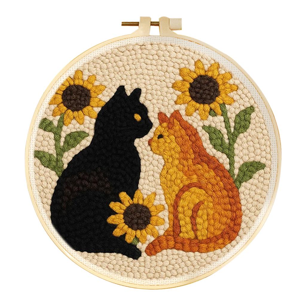 DIY Punch Needle Embroidery Kit Fox Animal Pattern Starter Kit Magic Tufting Set Poking with Yarn Cross Stitch Tools For Knittin