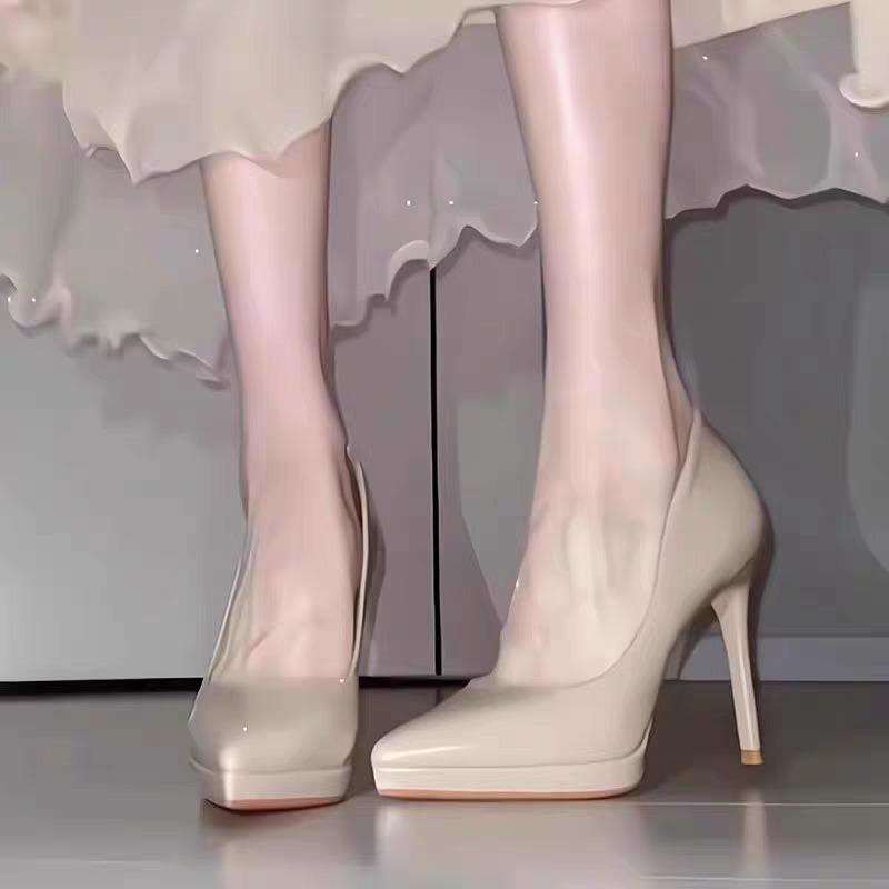 Fashion Shoes for Women Pointed Toe Office 8cm 10cm Thin Heeled Sexy Woman Pumps Spring Elegant Nude Shallow Mouth Dress Womens Shoes