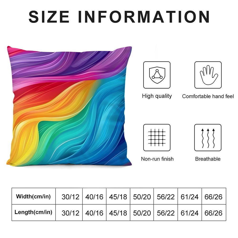 Rainbow Color Cushion Cover Soft Plush Fabric Double-Sided Printed Sofa Cushion Cover For All Seasons Home Decor Gift