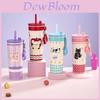 Petal Straw Cup Portable Insulated Travel Mug With Handle For Office And Outdoor Use
