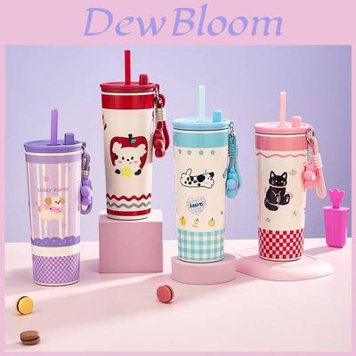 Petal Straw Cup Portable Insulated Travel Mug With Handle For Office And Outdoor Use
