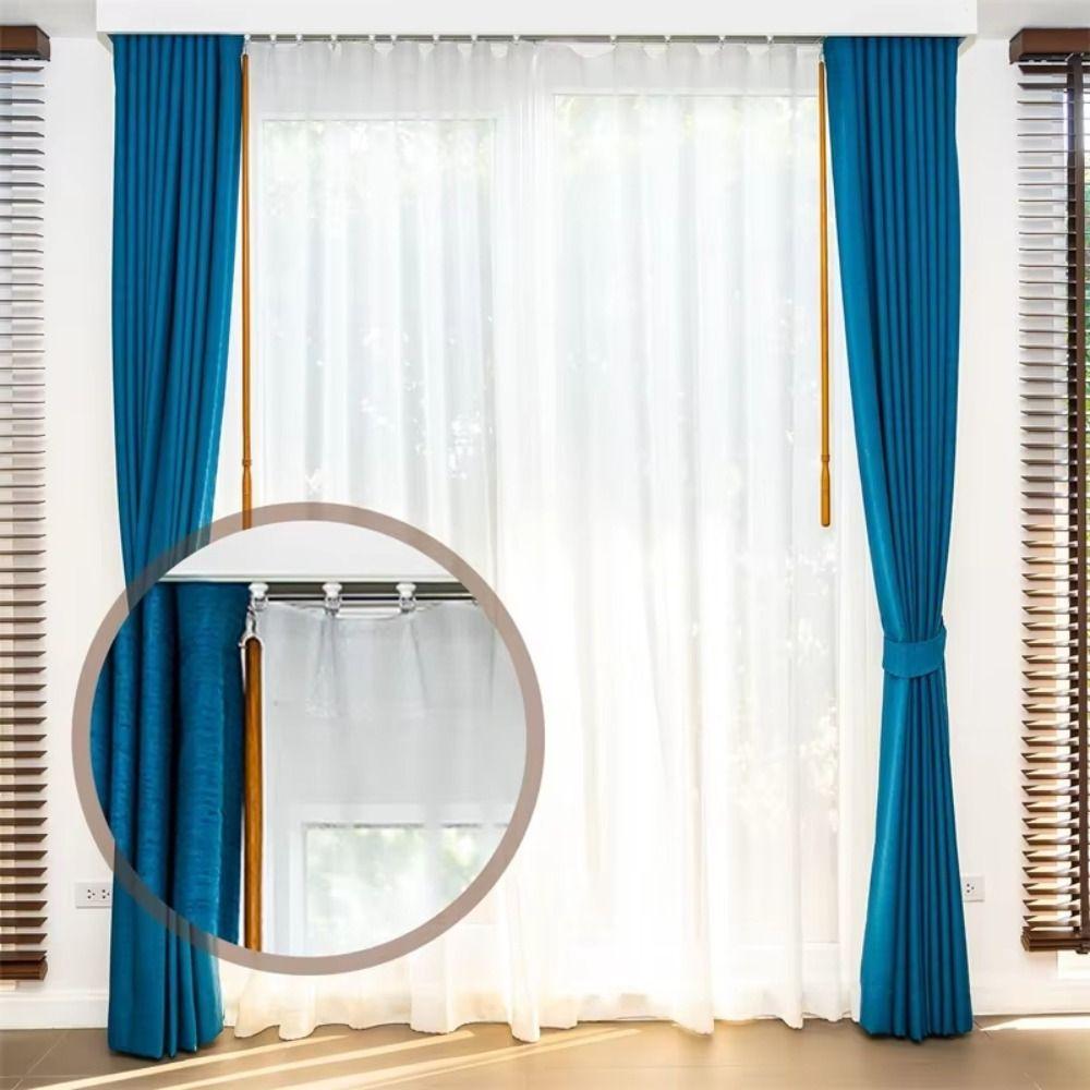 White Plastic Curtain Track Glider Heavy Duty Easy Install Shower Curtain Pulley Silent Operation Straight Curved Rails