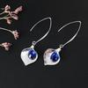 Elegant Blue Teardrop Orchid Bud Crystal Hook Hanging Earrings Dangle Accessory Jewelry Wedding Engagement Women's Earrings