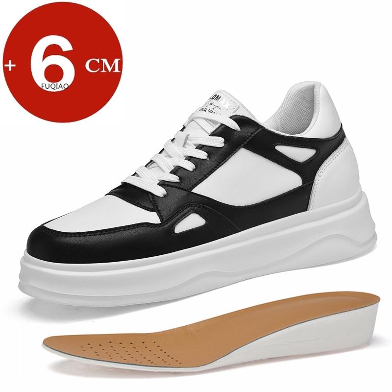 Men 6CM Height Increase Cow Leather Casual Elevator Shoes Summer Breathable Mesh & Leather Sneakers Comfortable Loafers
