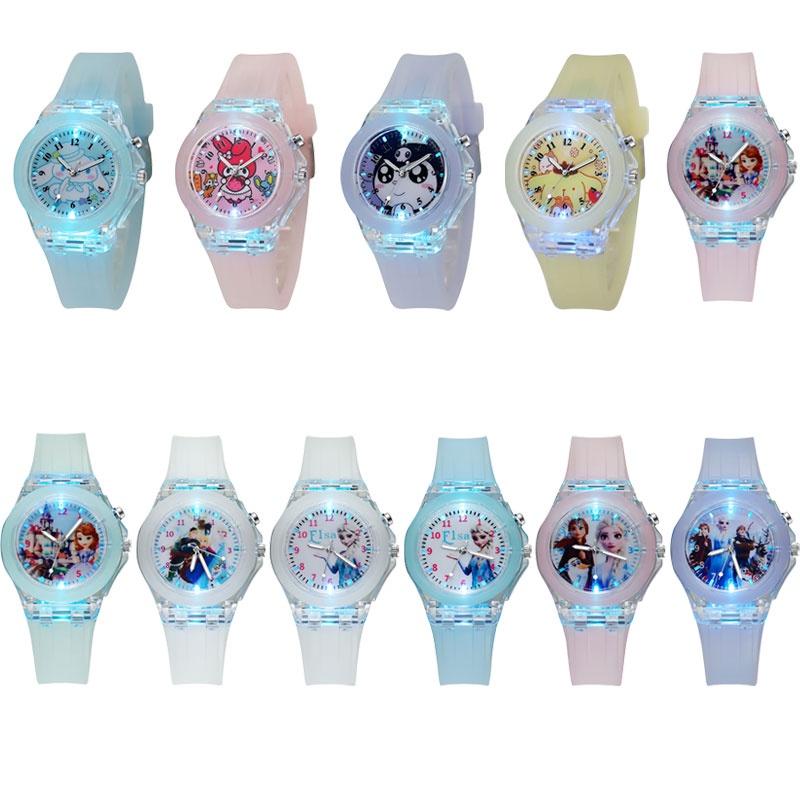 Popular Cartoon Led Silicone Kids Watch Girls' Night Light Glow Watch Wholesale