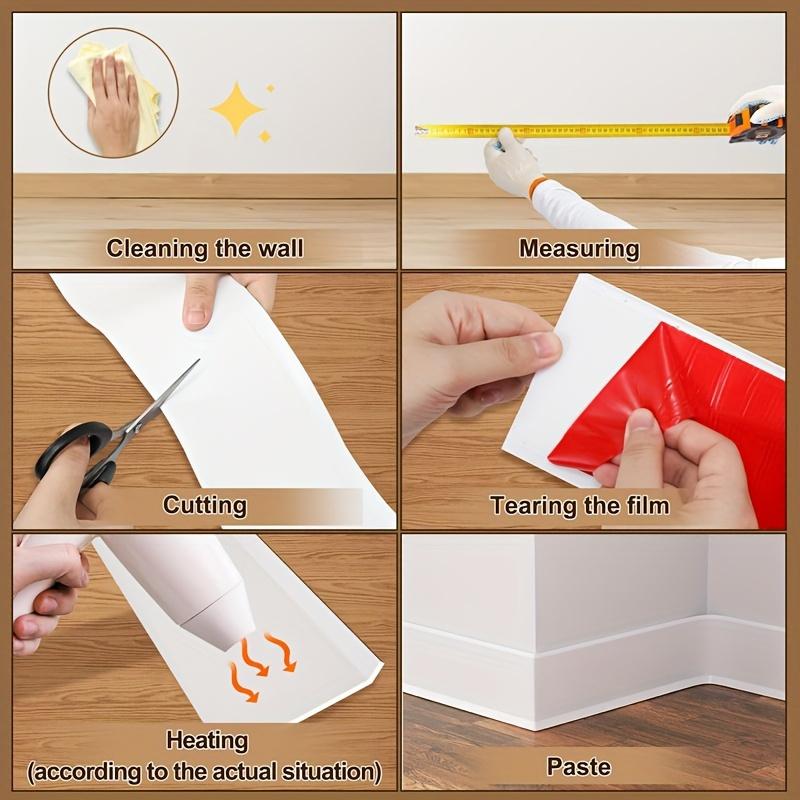 1pc Flexible Baseboard Molding Trim, Self-Adhesive Vinyl Wall Base Cover, Peel And Stick Rubber Wall Base Moulding Trim